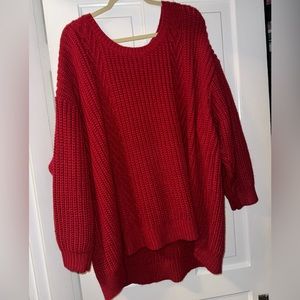Red cable knit sweater